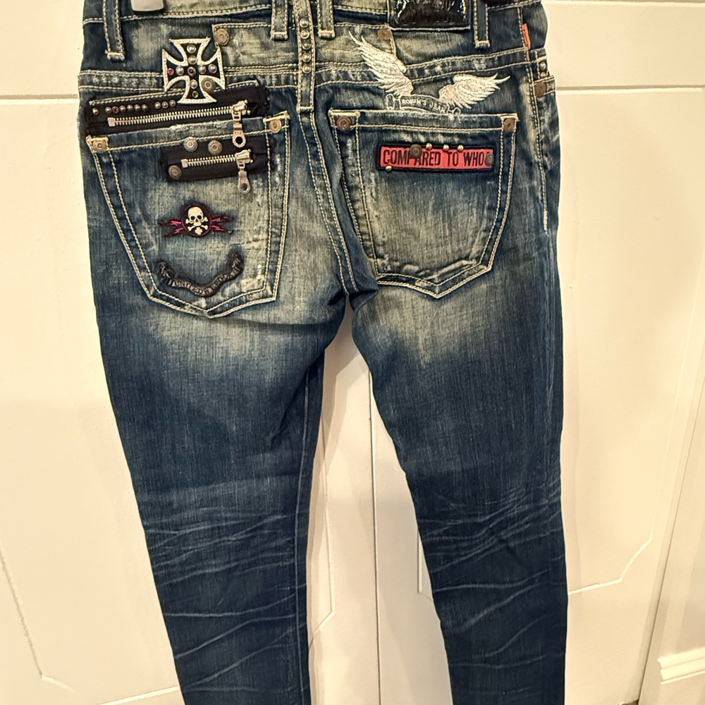 Robin's Jean Blue Skinny Jeans with Embellishments